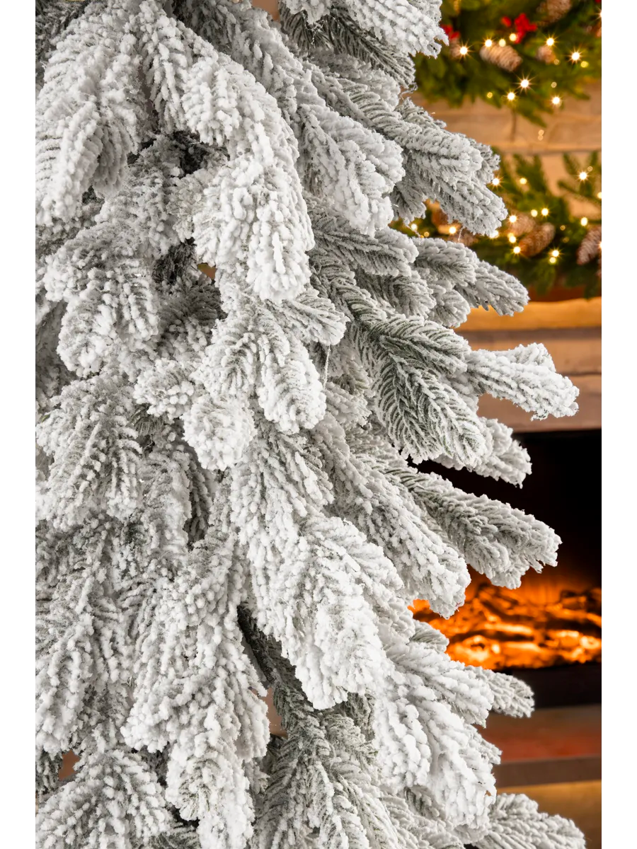 Sapins sur troncs en bois enneigés (lot de 3)